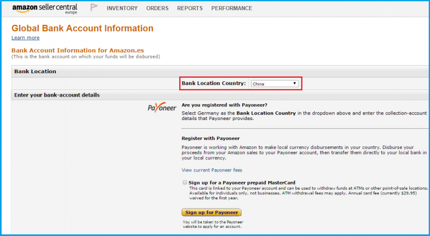 deposit method amazon seller payoneer