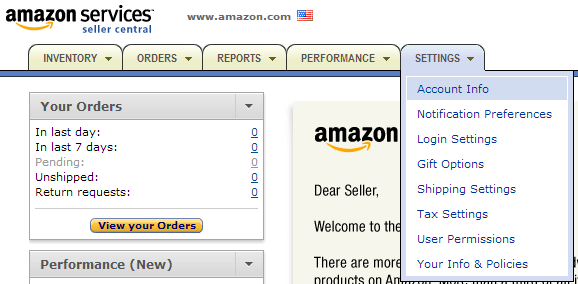 Amazon Seller - Homepage