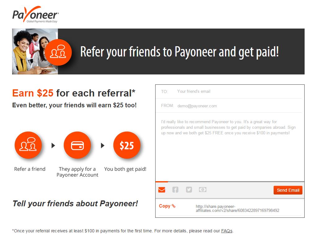 Friend program. Payoneer личный кабинет. Капча Payoneer. Payoneer send to email. Код для восстановления Payoneer.