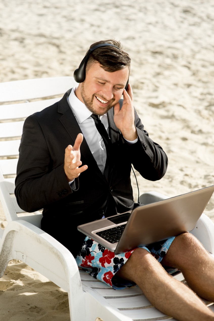 Businessman on the beach