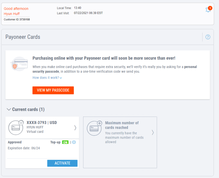 How to Activate Payoneer Card