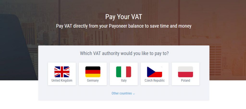 vat identification number payoneer