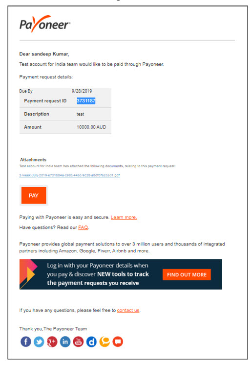 payment link payoneer