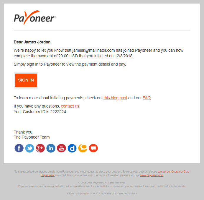 Featured image of post Payoneer Information / Account&#039;s details can be simply provided to the payer to make a transfer.