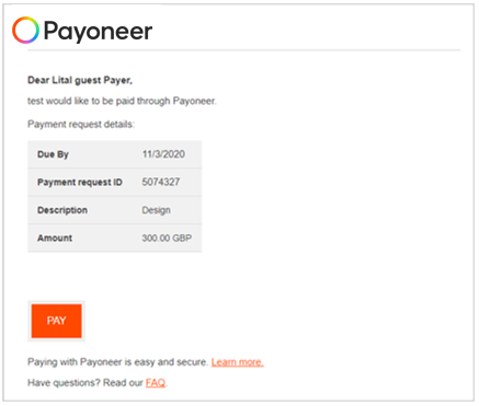 Payoneer Payment Request