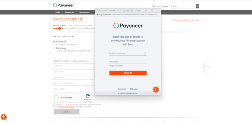 Connect your Payoneer account with Zoho Subscriptions - 4