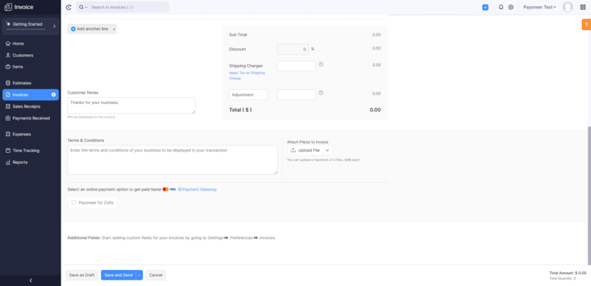 Zoho Invoice payment gateway